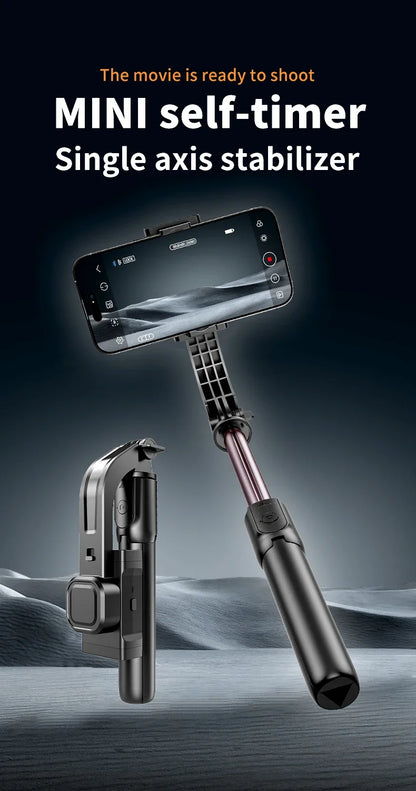 Cellphone Gimbal Stabilizer for Smartphone Mobile 1-Axis Anti Shake Selfie Stick Handheld Video Tripod Phone Holder for iPhone