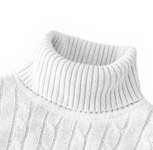 Men's High Neck Sweater Solid Color Pullover Knitted Warm Casual Turtleneck   Men Clothes