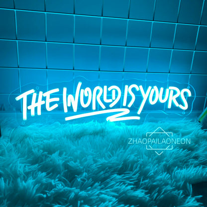 Neon Sign The World Is Yours Neon Led Sign Boy Girl Bedroom Game Room Decor Wall Hanging Neon Lights Personalized Gift Birthday