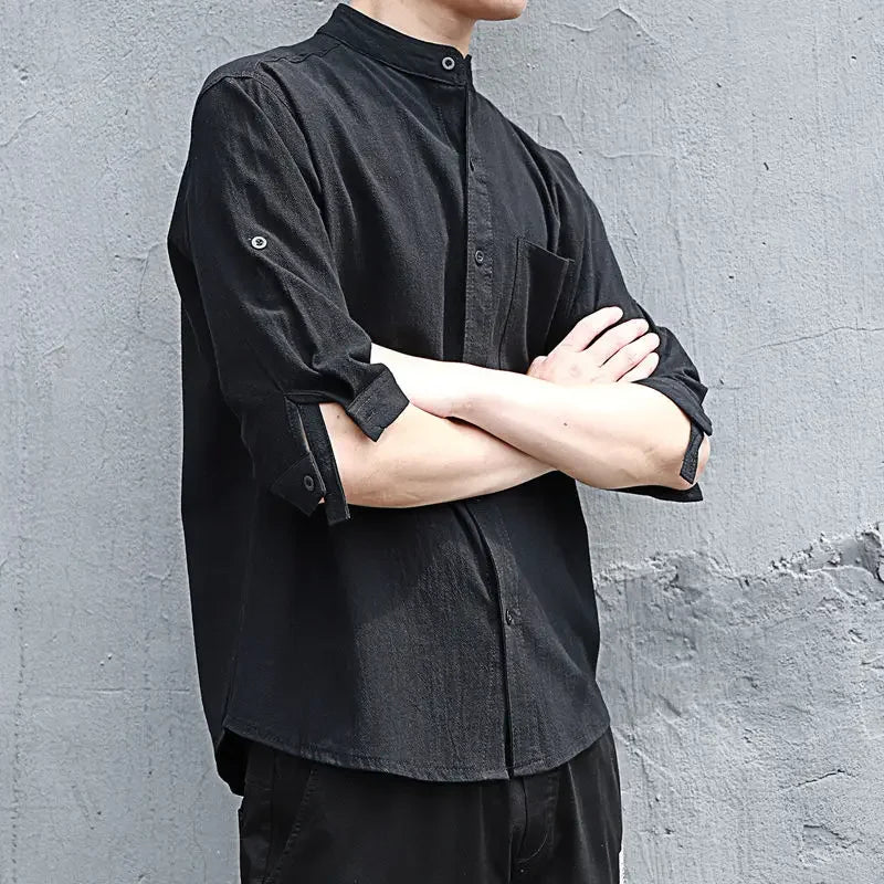 Man Shirt Linen and Cotton Oversize Shirts for Men Plain Half Sleeve Fashion 2025 Cheap Things with Comfortable Casual Tops I