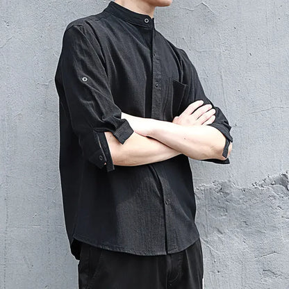 Man Shirt Linen and Cotton Oversize Shirts for Men Plain Half Sleeve Fashion 2025 Cheap Things with Comfortable Casual Tops I