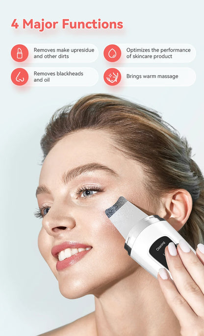 Ultrasonic Skin Scrubber Face Spatula Facial Skin Exfoliator Scraper and Blackhead Remover Pore Cleaner Facial Deep Cleansing