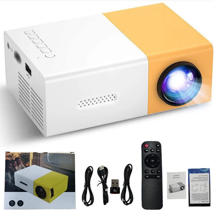 Portable mini projector, supports wired screen mirroring, support full HD 1080p, outdoor and indoor use, easily portable.