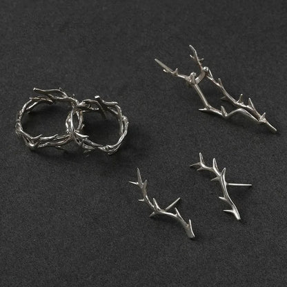 Vintage Ins Style Adherence Men's and Women's Rings with Branches, Thorns, Couples' Ring Gifts, Fashion and Personality