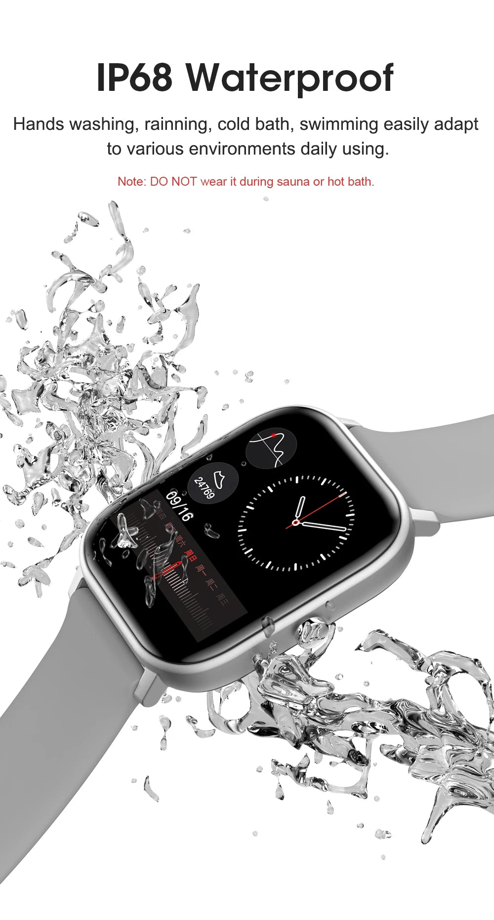 New Smart Watch Men 24H Health Monitor Sports Fitness Tracker Custom Watch Face Smartwatch Women 20MM Strap for Android Ios