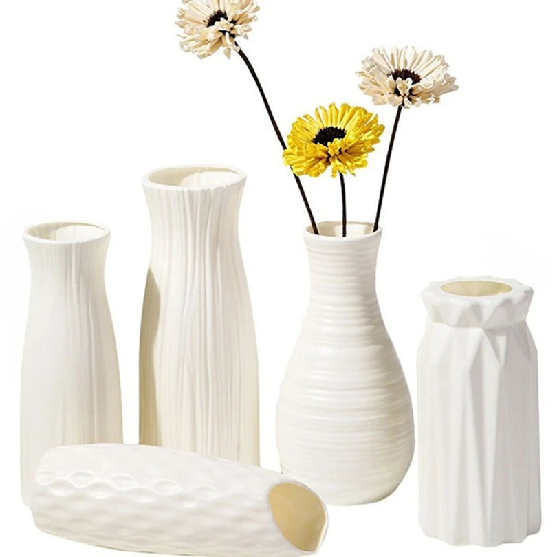 Plastic Vases Concise Imitation Ceramic Flowers Pots Wedding Home Garden Table DIY Gifts Bonsai Festival Party Courtyard Decor