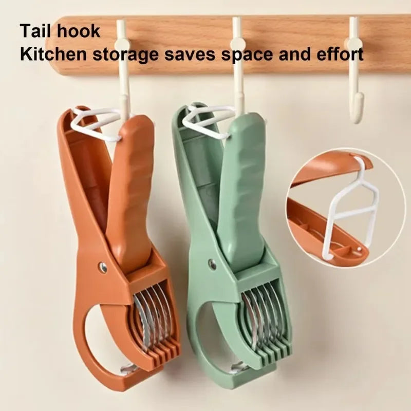 Fruit & Vegetable Slicer, Food - Grade Spring - Clip Cutter, Wavy Blade Even Slicing Kitchen Tool