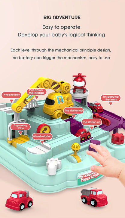 Racing Rail Car Model Educational Toys Children Track Adventure Game Brain Mechanical Interactive Train Animals Space Rocket Toy