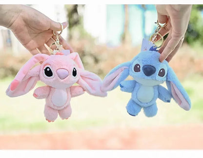 Cartoon Stitch Plush Keychain Soft Toy Cute Stuffed Animal Pendant Gift for Girls  Angel Doll Bag Charm Kids Birthday Present