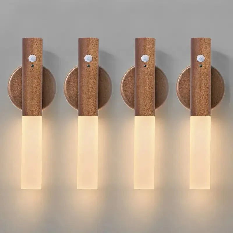 Smart Motion Sensor Night Light LED Rechargeable Magnetic Wall Lamp Portable for Hallway Bedroom Stairs Bathroom Cabinets Decor