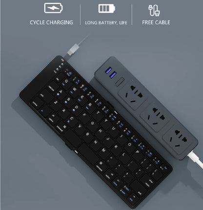 Foldable Bluetooth Keyboard Wireless Folding Keyboard for iPhone ipad Smartphone Mini Rechargeable Travel Keyboard Russia/Korea