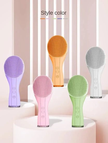 Electric Facial Cleansing Brush Deep Pore Cleaning Sonic Vibration Waterproof Acne Blackhead Remover Pore Cleaner Silicone