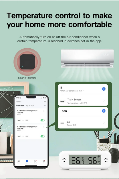 Tuya WiFi Mini Temperature Humidity For Smart Home Thermometer Hygrometer APP Remote Alarm Work with Google Home Yandex Alexa
