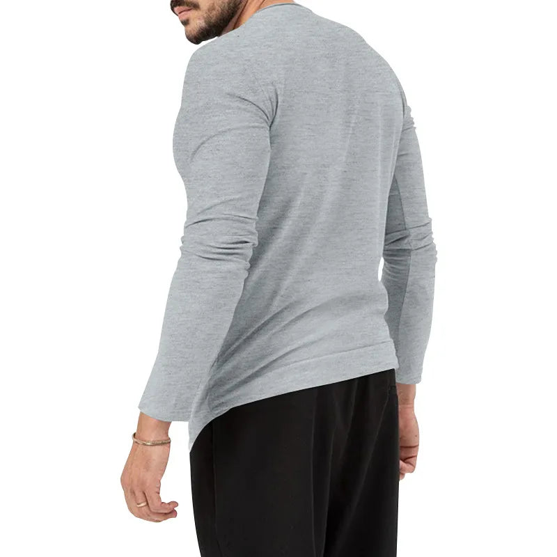 Mens Gym Workout Slim Fit Long Sleeve T-Shirt Performance Athletic Shirts Running Fitness Tee Loungewear Casual Crewneck Tops
