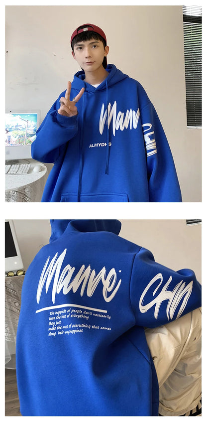 Men's Oversized Hoodie White With Hat 5XL Hoodies Oversize for Men Funny Letter Print Man Casual Wear Hoody Male Sweatshirt