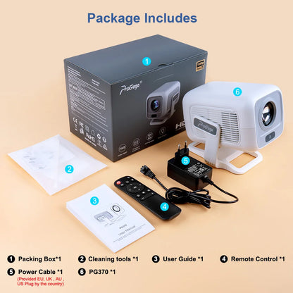 PROGAGA PG370 1080P Full HD Projector For Movie WiFi Android Projector 4K PG370 Smart TV Home Theater Mini Portable Video Beamer