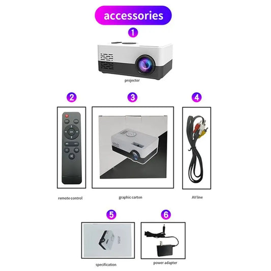 J15 Pro Led Mini Projector for Home Theater 480x360 Pixels 1080P Supported USB Audio Video Mini Beamer-EU Plug