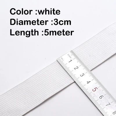 5Meters Sewing Elastic Band Heavy Stretch High Elasticity Knit Elastic Band for Sewing Waistband Elastic White black 10-60MM