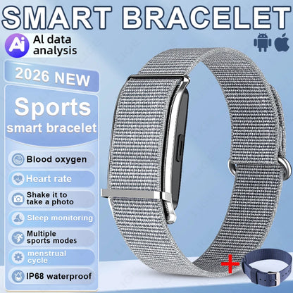 2026 Fitness Tracker Smart Bracelet Pedometer No Screen Breathable Sport Wristband Call Reminder Heart Rate Monitor Smartwatch