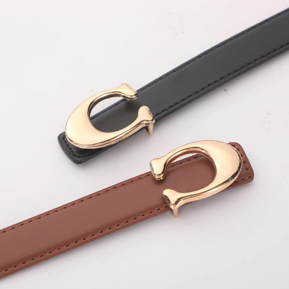 C-shaped Smooth Buckle Simple Women's Soft Durable Belt Fashion Women's Clothing Accessories Paired With Business Casual Belt