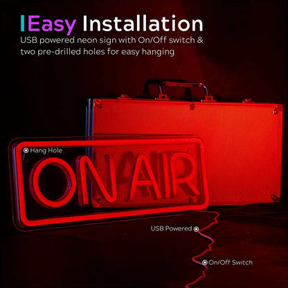 ON AIR Neon Signs - LED Live On Air Neon Lights For Gamers Streaming/Recording Sign - Round Led Sign For Studio, Wall, Bedroom,