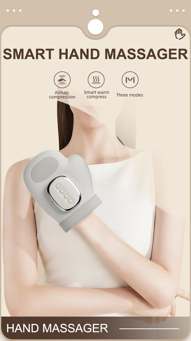 Hand Massager with Airbag Compression Finger Wrist Palm Massage Machine Vibration Glove for Hand Muscle Relax Gift for Men Women