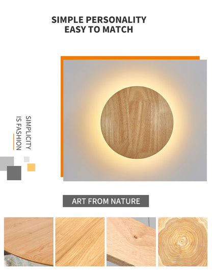 Nordic LED Wall Light Modern Original LED Circular Wooden Wall Light Personalized Bedside Bedroom Staircase Wall Hanging Light