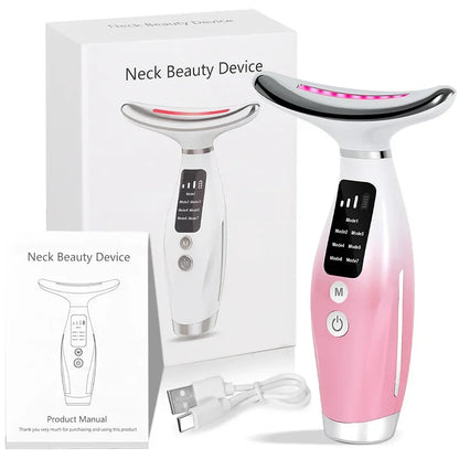 EMS Micro-current Neck Face Beauty Device 7 Color Facial Massager for Enhanced Face Neck and Shoulder Care with Vibrating