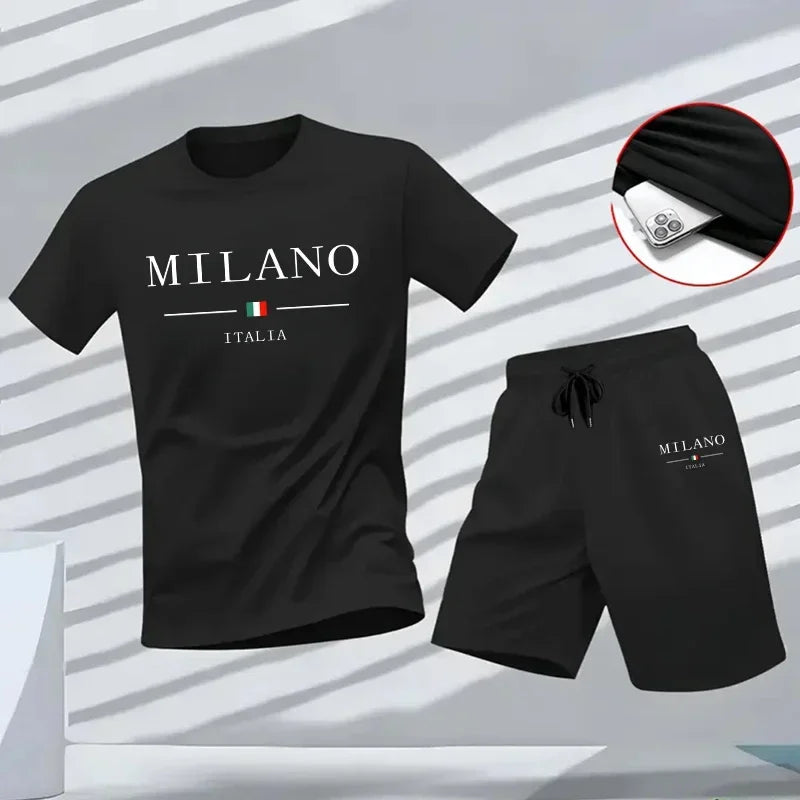 Men's Tracksuit Casual Quality Summer Outdoors Jogging New Two-piece Set Versatile Shorts-sleeved T-shirt and Sport Short Daily
