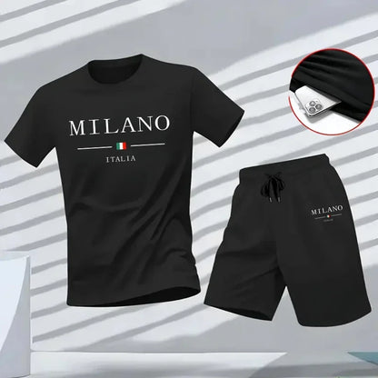 Men's Tracksuit Casual Quality Summer Outdoors Jogging New Two-piece Set Versatile Shorts-sleeved T-shirt and Sport Short Daily