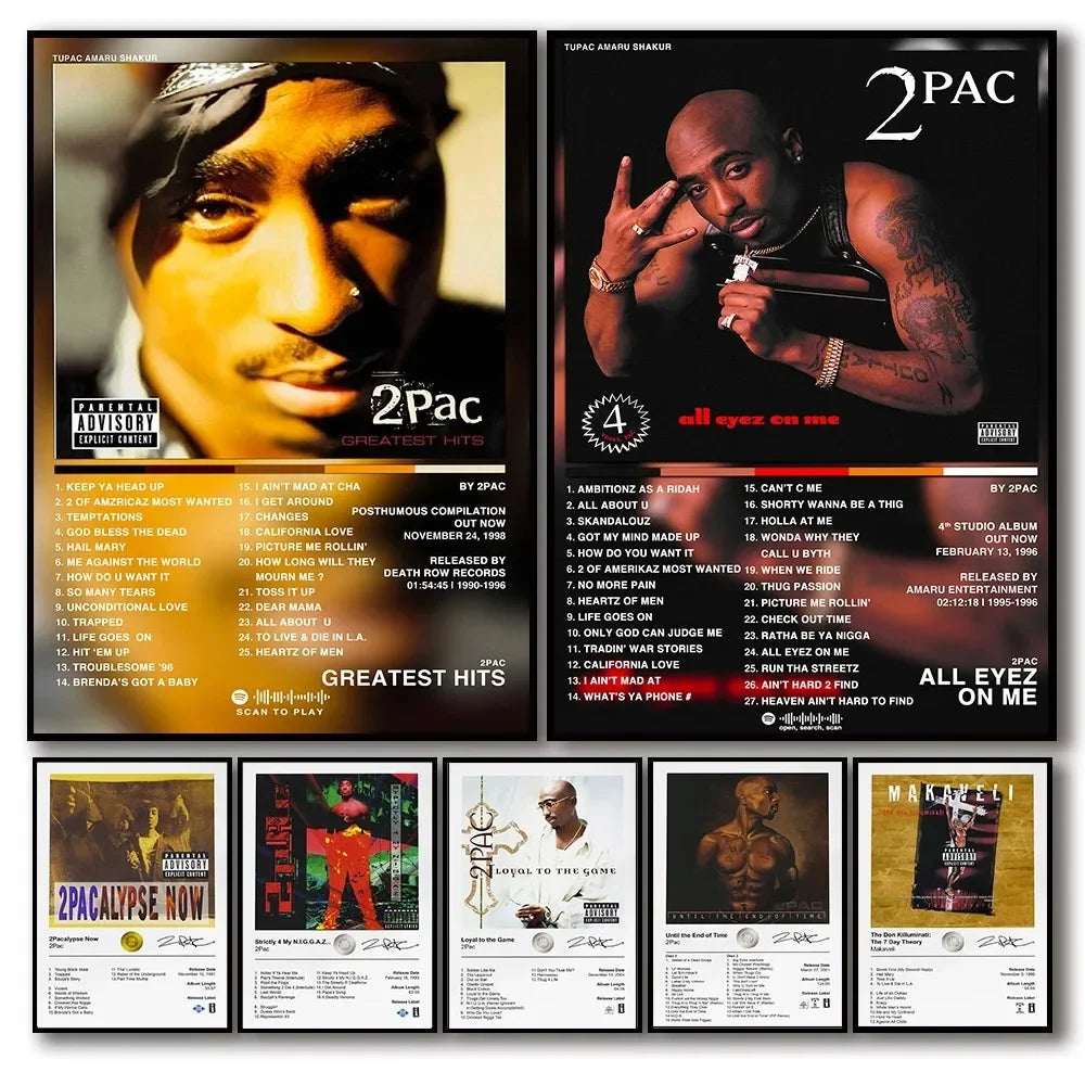 Canvas Painting Wall Art Music Album Cover Aesthetic Pictures Pop Hip Hop Rapper Tupac Posters For Room Modern Home Decor