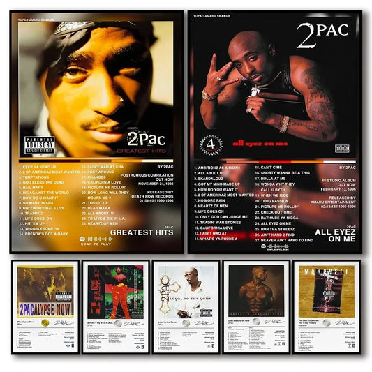 Canvas Painting Wall Art Music Album Cover Aesthetic Pictures Pop Hip Hop Rapper Tupac Posters For Room Modern Home Decor