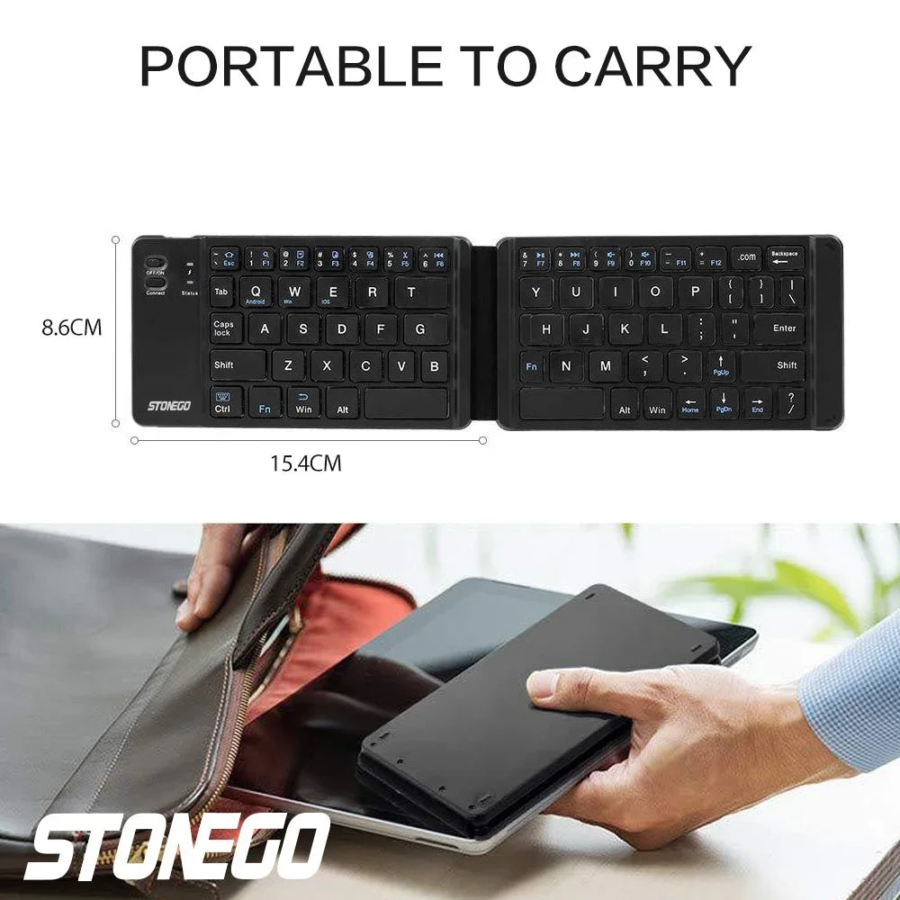 Foldable Bluetooth Keyboard Portable Wireless Rechargeable Ultra Slim Silent Key Board for Mobile Phone Accessories