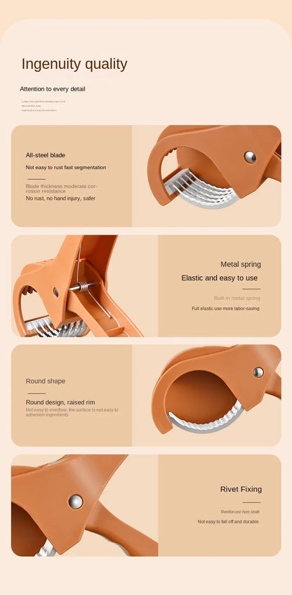 Fruit & Vegetable Slicer, Food - Grade Spring - Clip Cutter, Wavy Blade Even Slicing Kitchen Tool