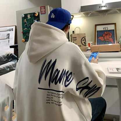 Men's Oversized Hoodie White With Hat 5XL Hoodies Oversize for Men Funny Letter Print Man Casual Wear Hoody Male Sweatshirt