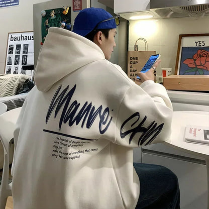 Men's Oversized Hoodie White With Hat 5XL Hoodies Oversize for Men Funny Letter Print Man Casual Wear Hoody Male Sweatshirt