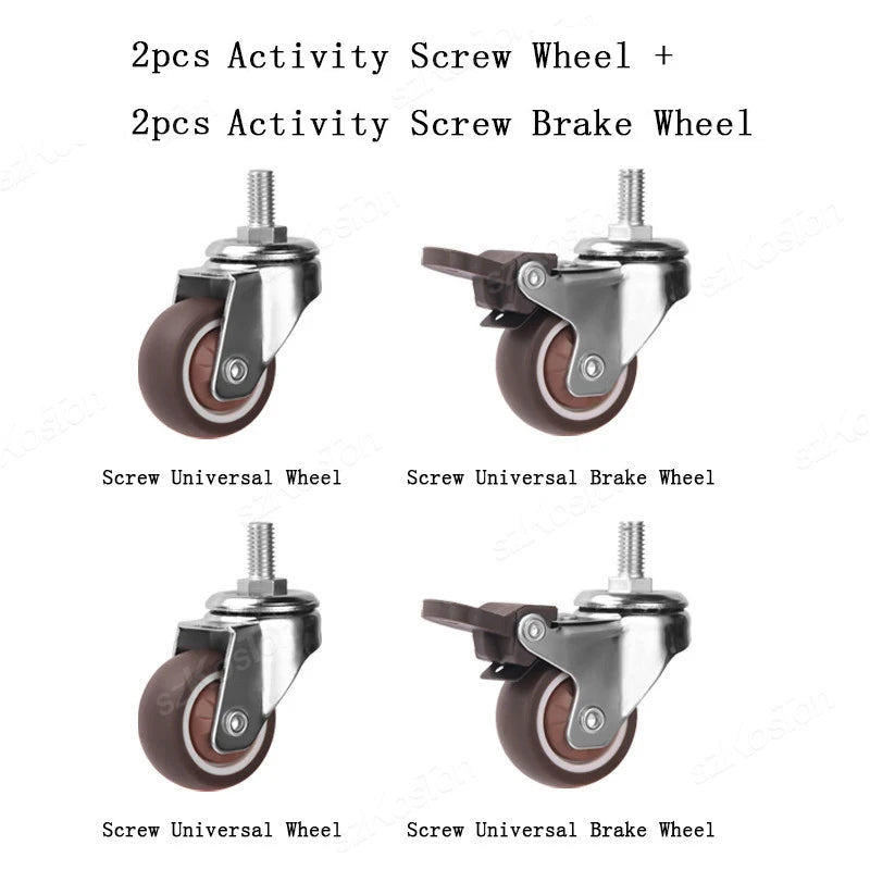 4pcs Furniture Casters Wheels Soft Rubber Swivel Caster Quite Roller Wheels for Trolley Baby Crib Bed Wheels Household Accessory