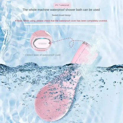 Electric Facial Cleansing Brush Deep Pore Cleaning Sonic Vibration Waterproof Acne Blackhead Remover Pore Cleaner Silicone