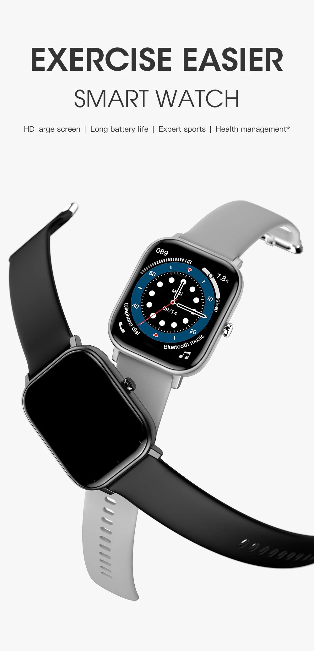 New Smart Watch Men 24H Health Monitor Sports Fitness Tracker Custom Watch Face Smartwatch Women 20MM Strap for Android Ios