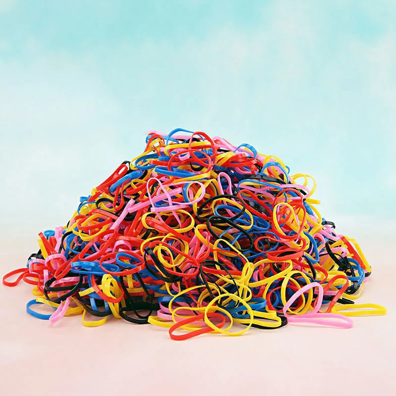 1000Pcs Colorful Disposable Hair Bands Girls Elastic Rubber Band Kids Ponytail Holder Headband Children Hair Accessories