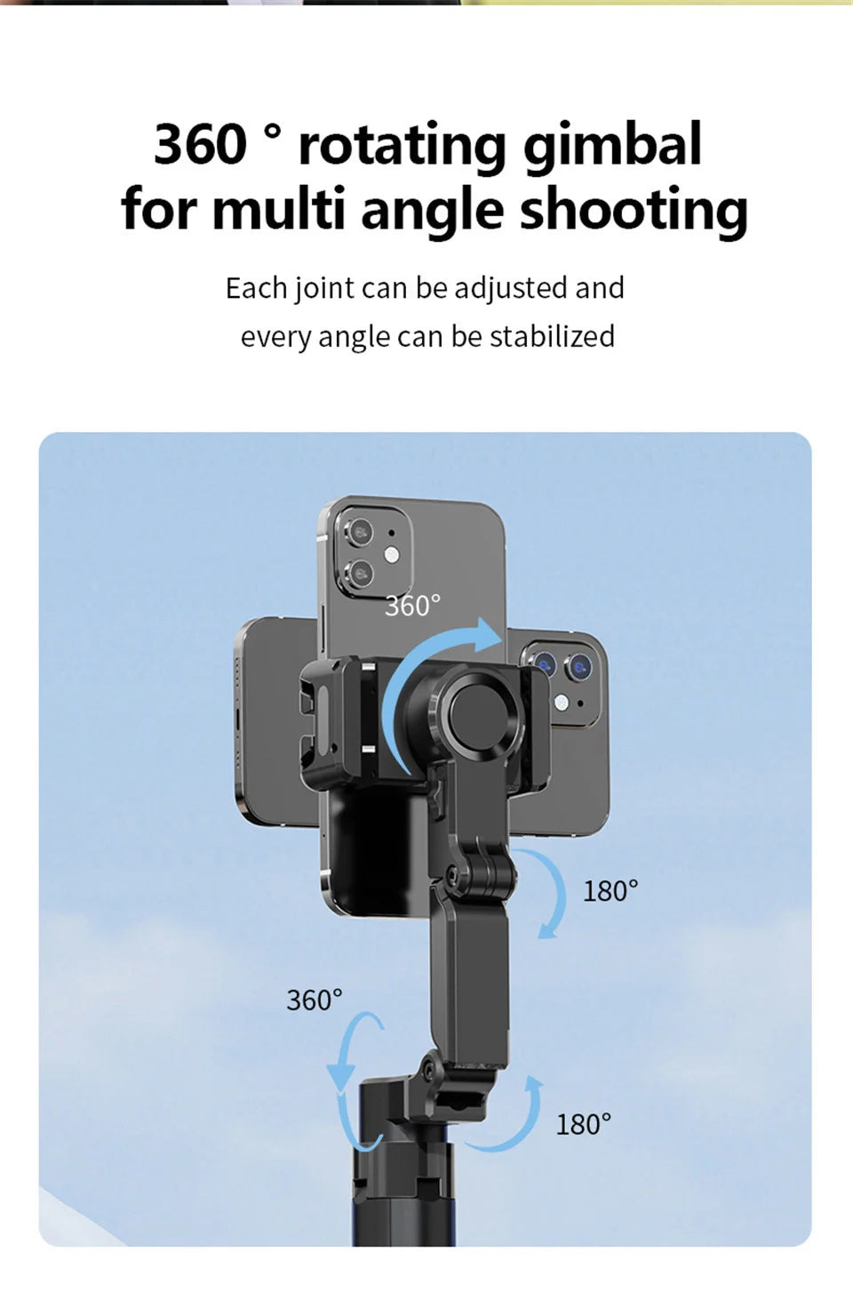 FANGTUOSI 2026 NEW Foldable Smartphone Handheld Gimbal Cellphone Video Record Vlog Stabilizer for iPhone 14 Xiaomi Huawei