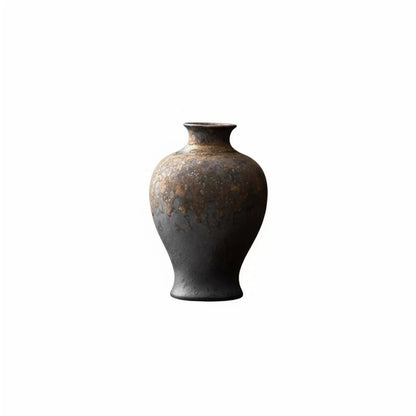 Ceramic Vase, Modern Creative Mini Flower Vessel, Desktop Home Decor, Rustic Pottery Glaze Finish, Oriental design