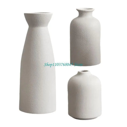 R53F 3Pcs Ceramics Vases for Florals Decoration Contemporary Geometrics Living Room Centerpieces