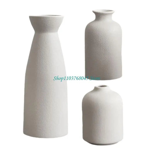 R53F 3Pcs Ceramics Vases for Florals Decoration Contemporary Geometrics Living Room Centerpieces