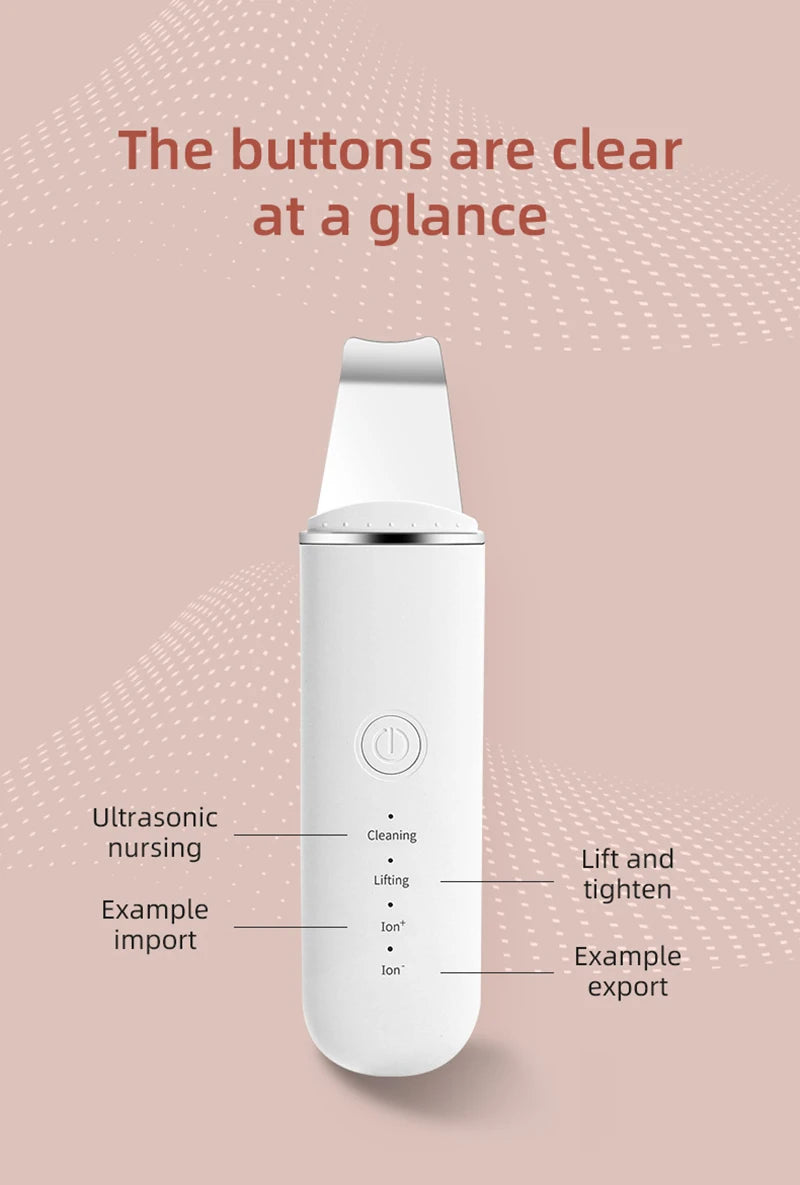 Ultrasonic Skin Scrubber Vibration Face Spatula Blackhead Remover Shovel Clean Cavitation Peeling Facial Lifting Skin Care Tools