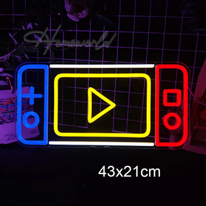 Arcade Neon Sign LED Game Room Handle Neon Light Wall Decor Gamer Teen Shop Internet Cafes USB port Party Birthday Gift