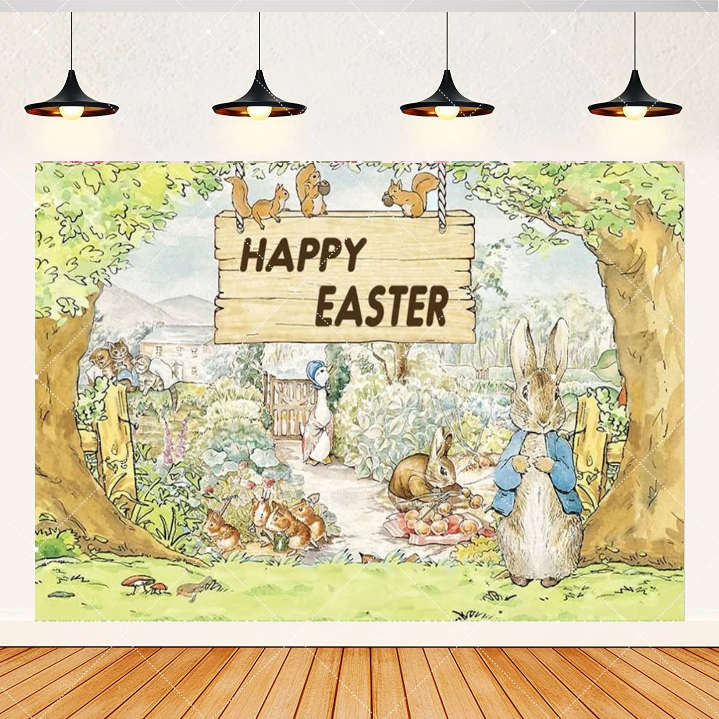 Spring Rabbit Background Kids Birthday Party Baby Shower Decor Rabbit Peter and His Animal Friends Vegetable Garden Photo Props