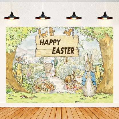 Spring Rabbit Background Kids Birthday Party Baby Shower Decor Rabbit Peter and His Animal Friends Vegetable Garden Photo Props