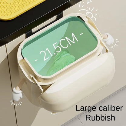 9L/12L DIY Cream-Colored Wall-mounted Kitchen Trash Can with Lid for Food Waste and Bathroom No Bending High Appearance Level