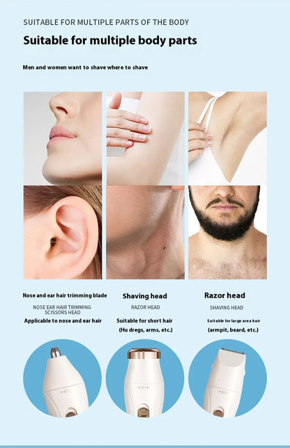 Electric Hair Trimmers for Women Waterproof Razor Painless Private Body Hair Removal Device shaver Bikini Arm Leg Face Shaving